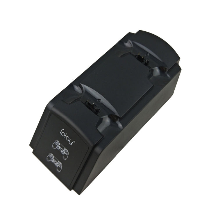 Dual port charging dock stand showing green controller icon LEDs on front panel