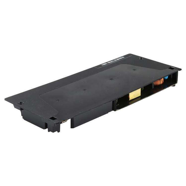 Game console power supply module with side edge ports and exposed circuitry