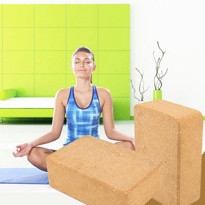 Light brown cork yoga brick with squared edges for yoga support