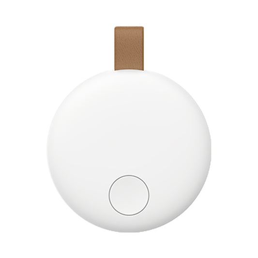 White round Bluetooth anti-lost tracker with loop strap and central ring button