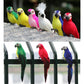 Colorful simulation parrot decoration set with green, yellow, pink, blue, and red birds