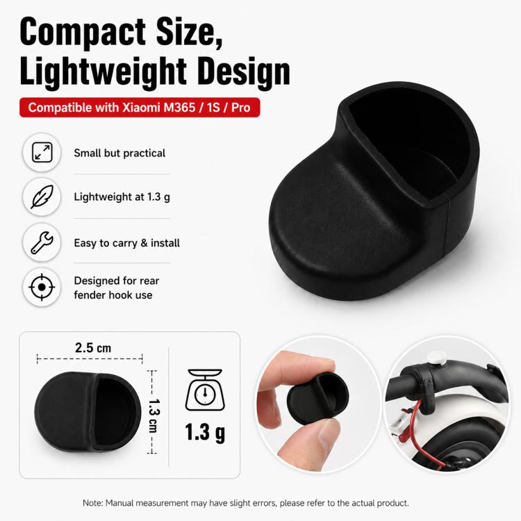 Black silicone rear fender hook cover, compact curved protective sleeve