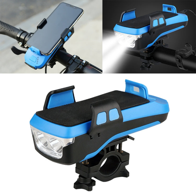 USB Charging Bicycle Light Front Handlebar Led Light , with Holder & Electric Horn, 2400mAh Battery