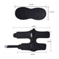 Black foot splint orthosis shown with length and width dimension diagram, open toe