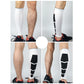 White elastic knee support sleeves with black segmented pads, worn on legs