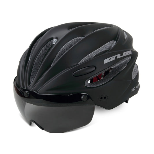 GUB K80 Plus bike helmet with visor and goggles, black shell with gray vents