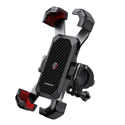 Black bike phone mount holder with adjustable clamp and red trigger pads