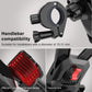 Black handlebar phone mount with clamp cradle and red security lock