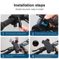 Black bike phone mount with clamp arms and red accent release mechanism