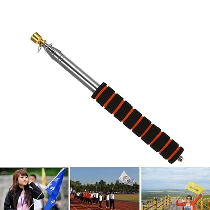 Telescopic stainless steel teaching stick with gold tip and black-orange striped grip