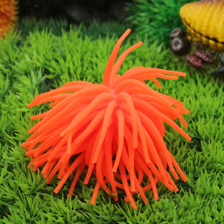 Orange spiky sea urchin ball coral decoration with thin tentacles for aquarium decor