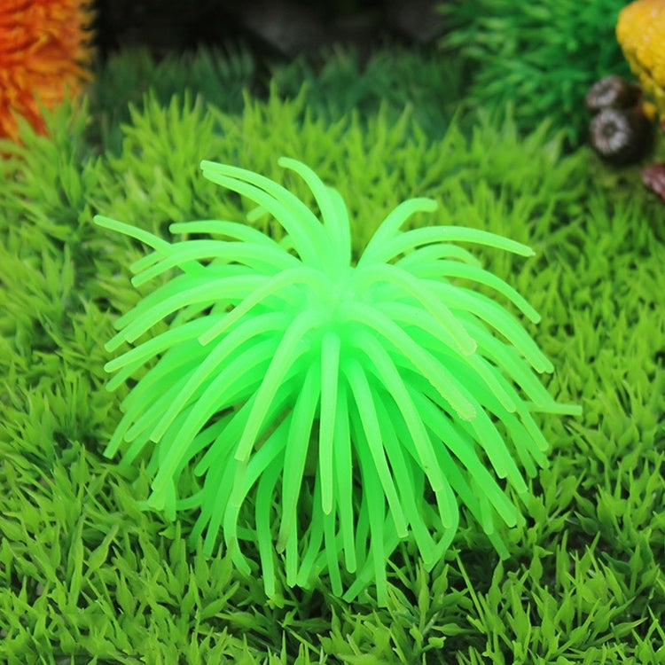 Green spiky sea urchin ball coral decoration with thin tentacles for aquarium decor