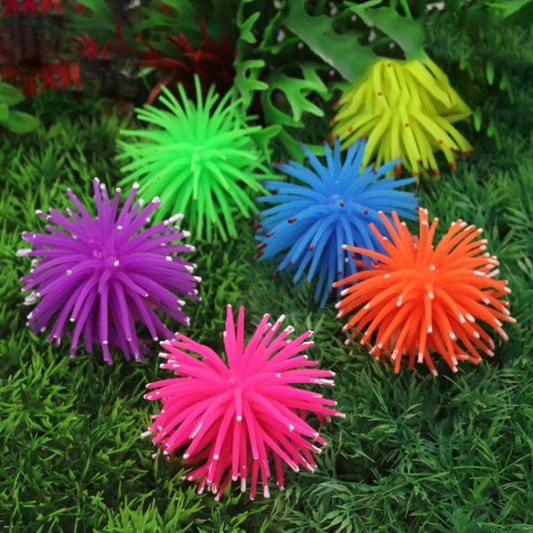Set of TPR sea urchin ball aquarium decorations in neon pink, blue, purple, green, orange