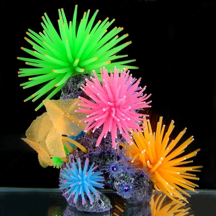 Green, pink, blue, and orange TPR sea urchin ball aquarium decorations