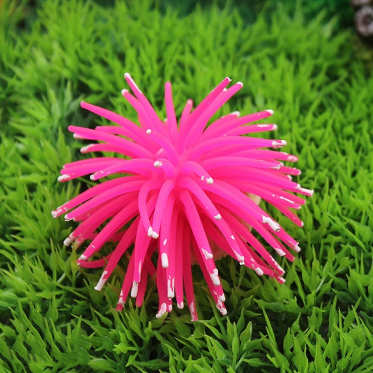Pink TPR sea urchin ball coral decoration with spiky tentacles, 13cm