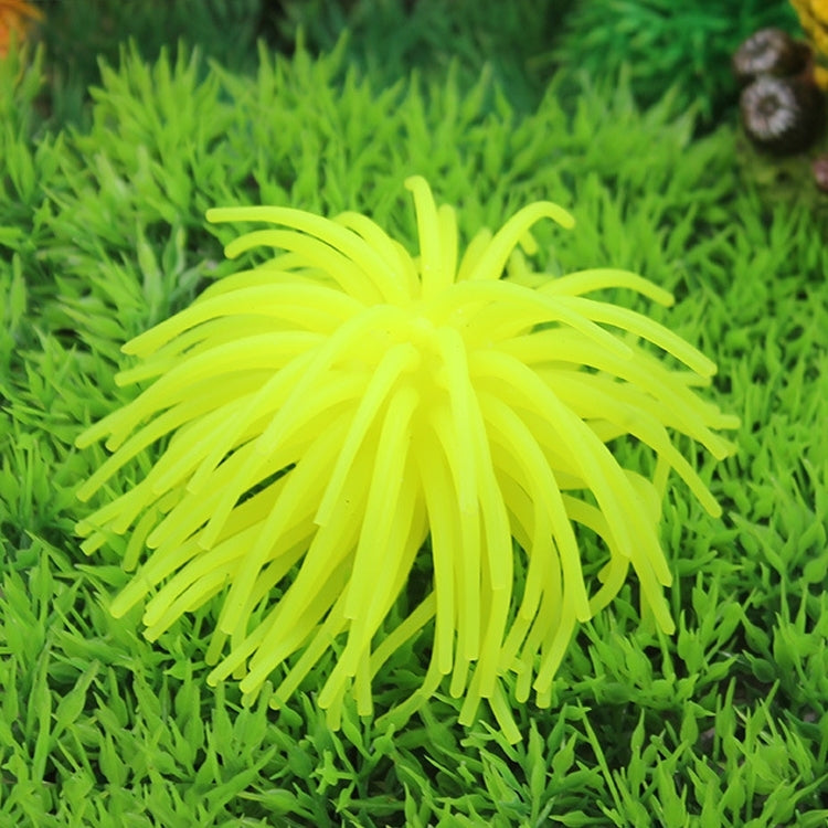 Lime yellow spiky sea urchin ball coral decoration for aquarium tanks, size S.