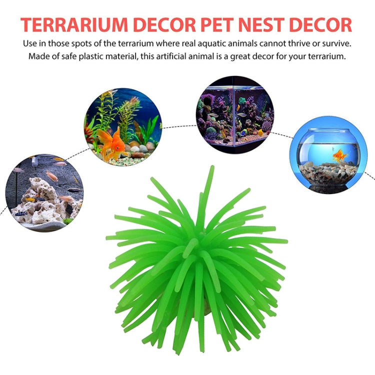 Green spiky sea urchin ball coral decoration for aquarium tanks, size S.