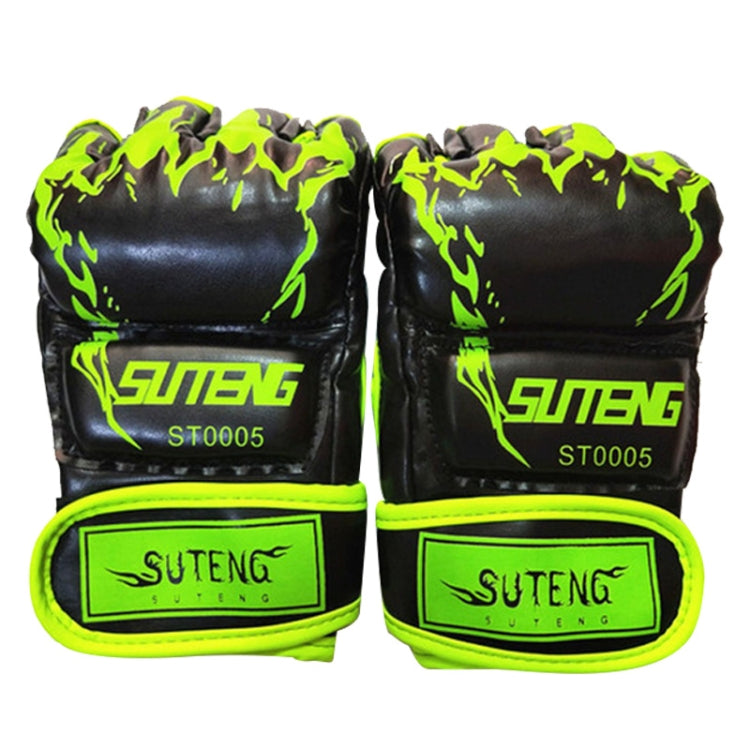 SUTENG Half Fingers Training Boxing Gloves for Adults, Half Fingers Green, Half Fingers Orange