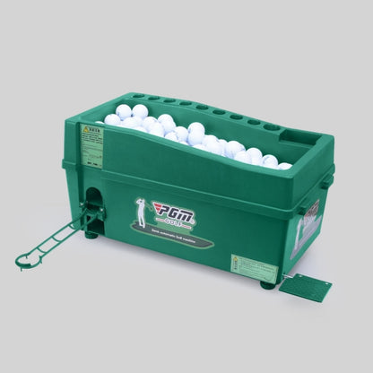 Green automatic golf ball dispenser machine with ball bin and side lever