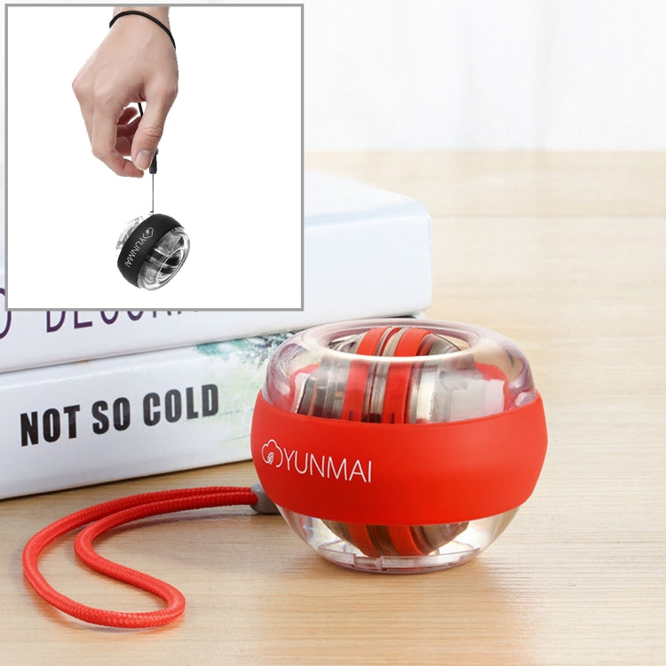 Red gyroball wrist trainer with LED spinner and red wrist strap