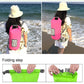 Pink waterproof dry sack bag with roll-top closure and shoulder straps