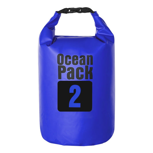 Dark blue 2L waterproof dry sack bag with roll-top and carry handle, PVC