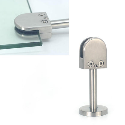 Stainless steel glass support clip with round base and horizontal bar, M size