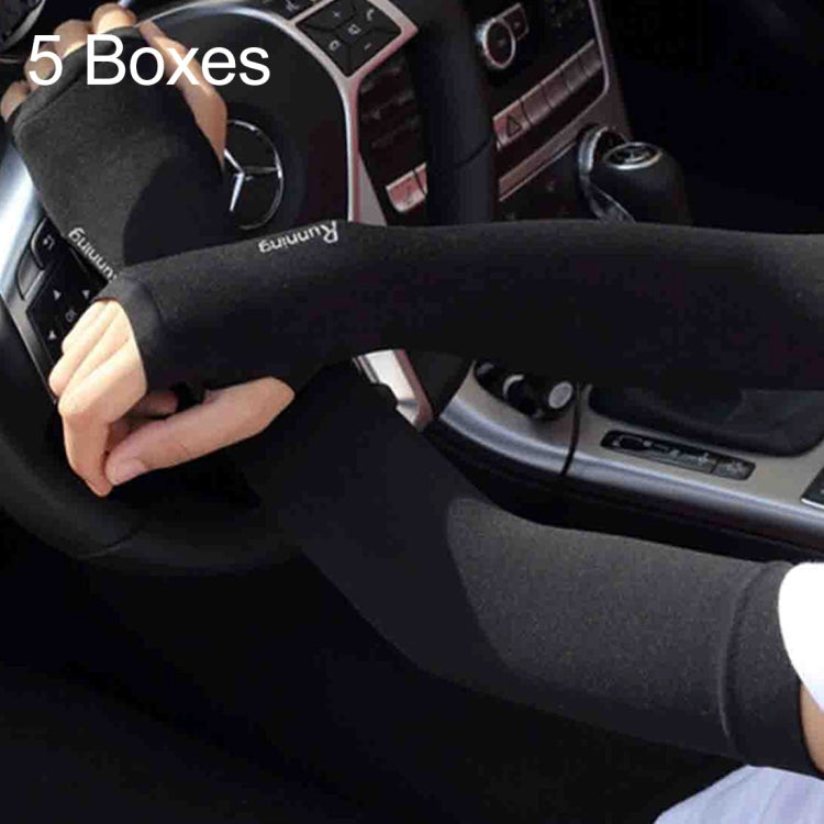 Black ice-silk UV arm sleeves with open-finger design, long oversleeve