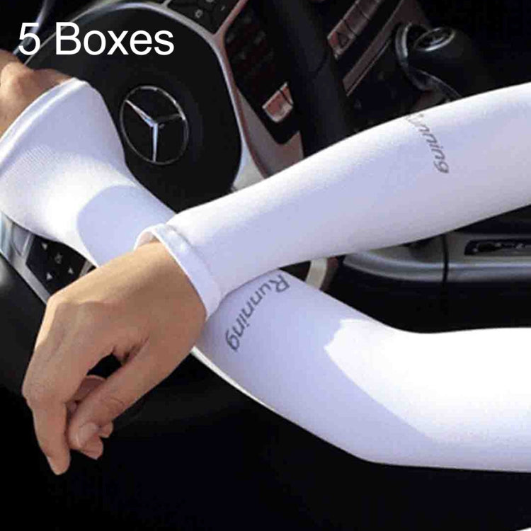 White ice-silk arm oversleeves with thumb opening, long sleeve coverage
