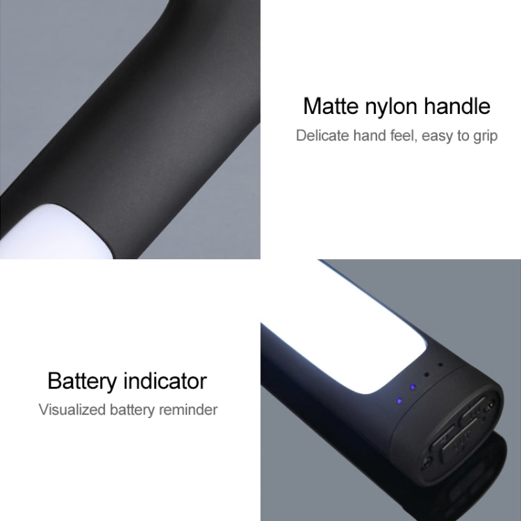 Matte black handle emergency hammer with battery indicator LEDs and USB charging port