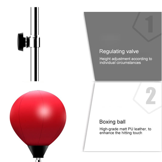 Adult Suction Cup Version Height Adjustable Vertical PU Leather Vent Ball Boxing Speed Ball Family Fitness Equipment with Gloves, with Gloves Red