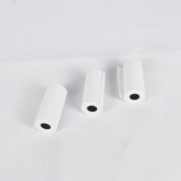 Thermal printing paper rolls, three white rolls with black center cores