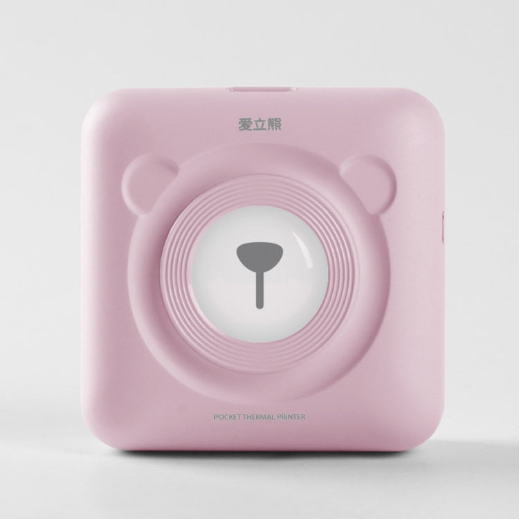 Pink bear-shaped A6 portable inkless thermal pocket printer front view