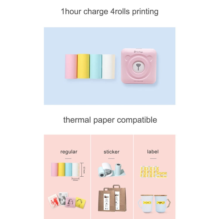Pink pocket thermal Bluetooth printer with color thermal paper rolls