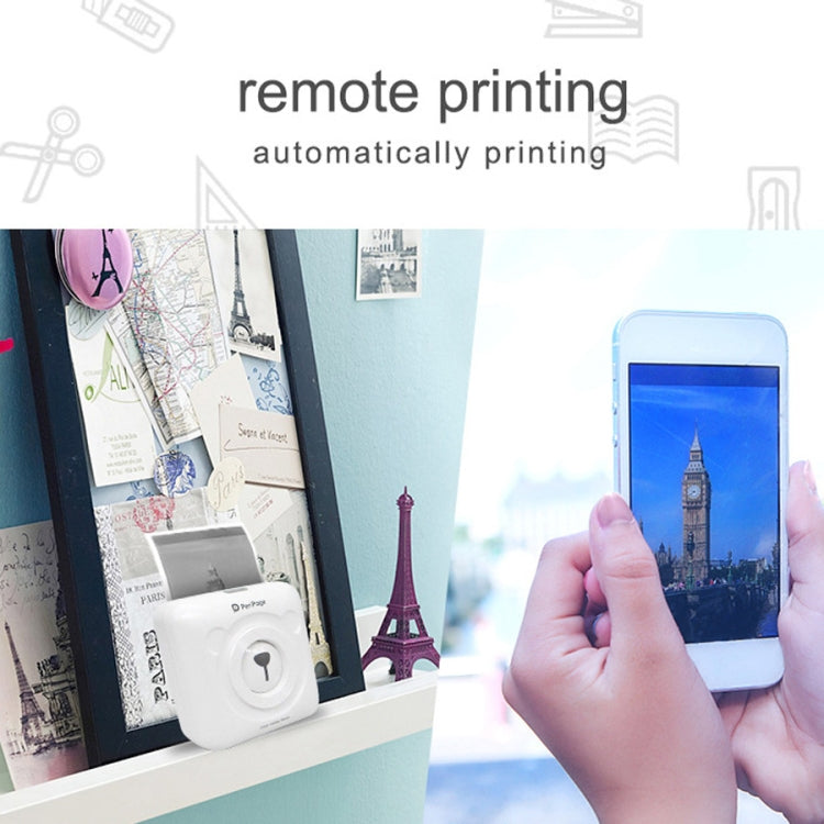 White A6 inkless pocket thermal printer for remote printing via phone