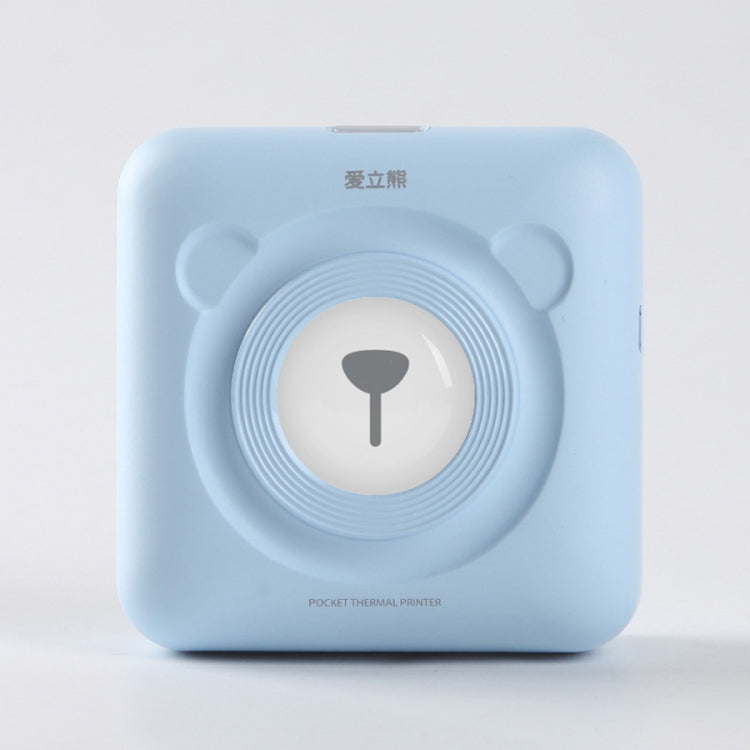 Blue pocket thermal Bluetooth printer with bear-ring paper feed