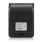 Portable thermal receipt printer, bottom back view with label showing model and paper width.