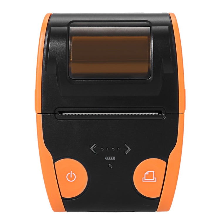 Orange and black front view Bluetooth POS thermal receipt printer with status buttons