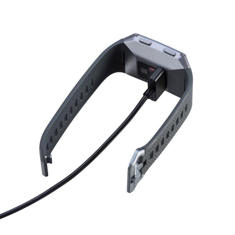 Black watch charging cradle with cable, side clips, and contact pads