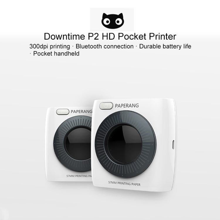 PAPERANG P2 Portable Bluetooth Printer Thermal Photo Phone Wireless Connection Printer, P2 White