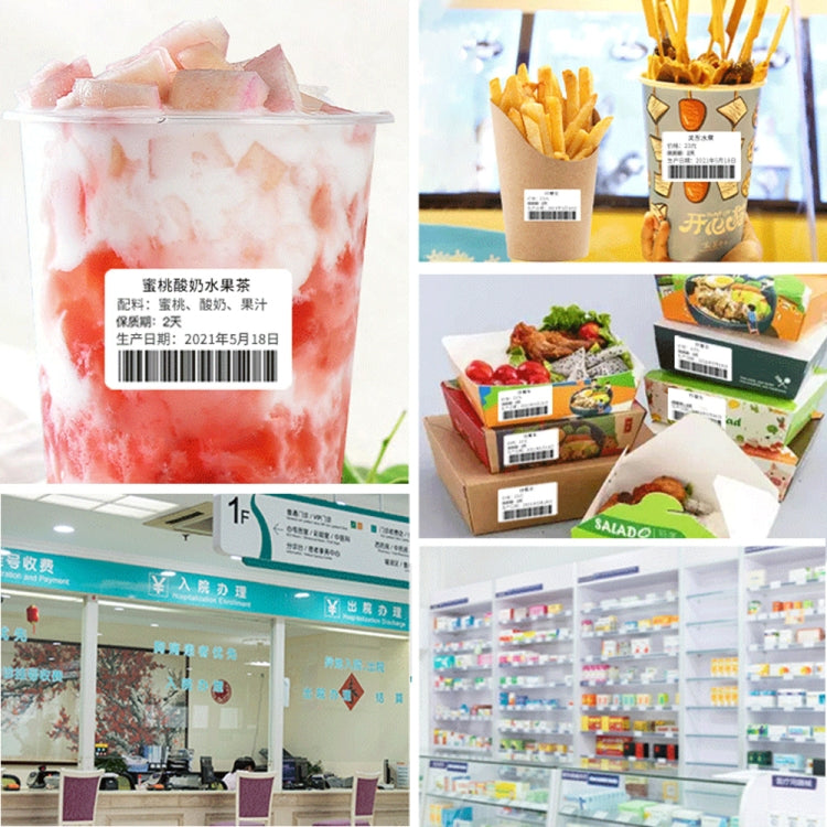 Thermal barcode labels on shipping boxes and food packages, self-adhesive white