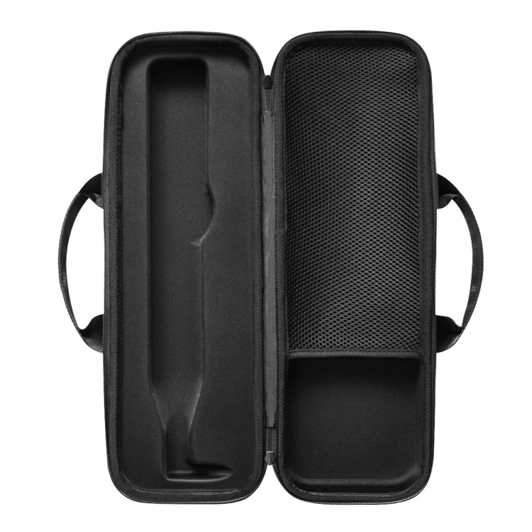 Black zippered organizer bag for hair straightener with mesh side pocket