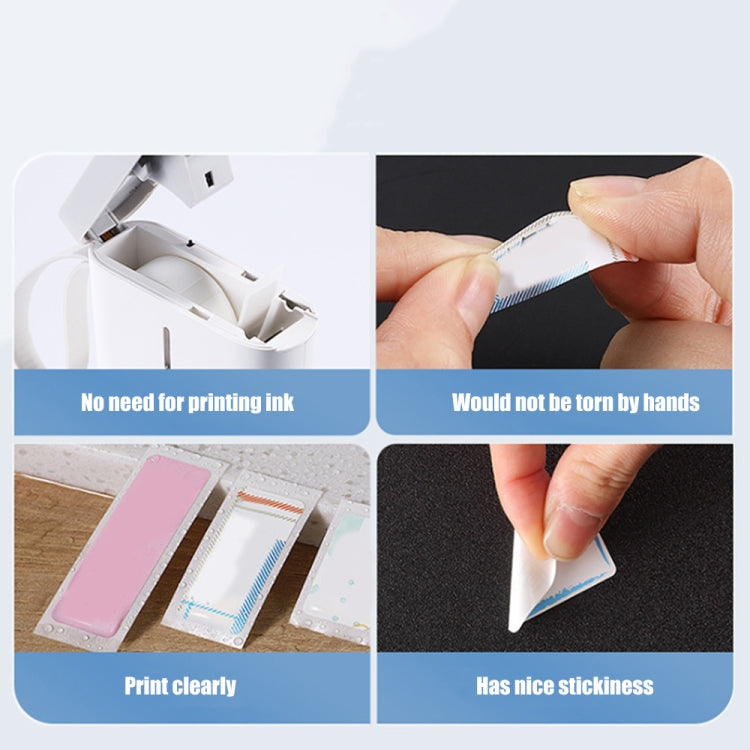 Barcode label printing paper roll with example strips shown for ink-free printing