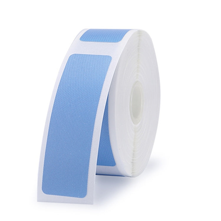 Blue barcode label printing paper roll with rectangular label sections