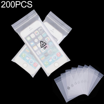 Self-adhesive frosted CPE zip bags, 200 pack, clear window storage pouches