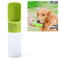 Green portable dog water bottle with cup and wrist strap
