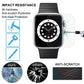 Tempered glass screen protector installed on black Apple Watch