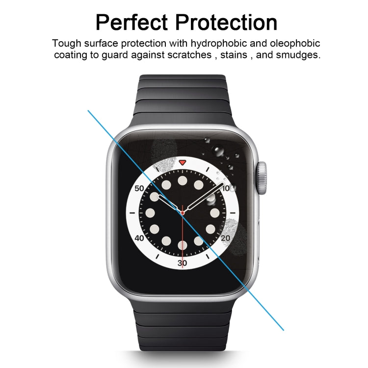 Tempered glass screen protector over Apple Watch dial with clear edges