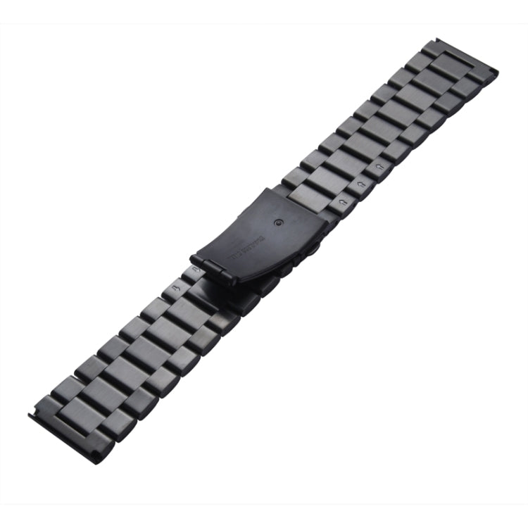 Black metal link watch band with clasp underside and securing pieces for Apple Watch 42mm