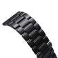 Black metal link watch band with brushed links and classic buckle-style clasp